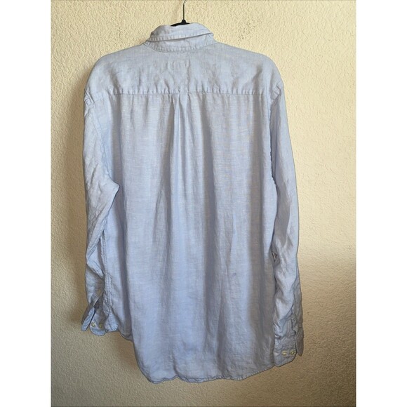 Brooks Brothers 346 Shirt Men Blue 100% Linen Button Down Long Sleeve M Luxury - Picture 7 of 9